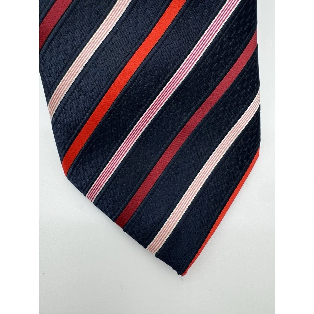 Imani Uomo Tie Black Red White Striped Classic Diagonal Stripe Men's Tie